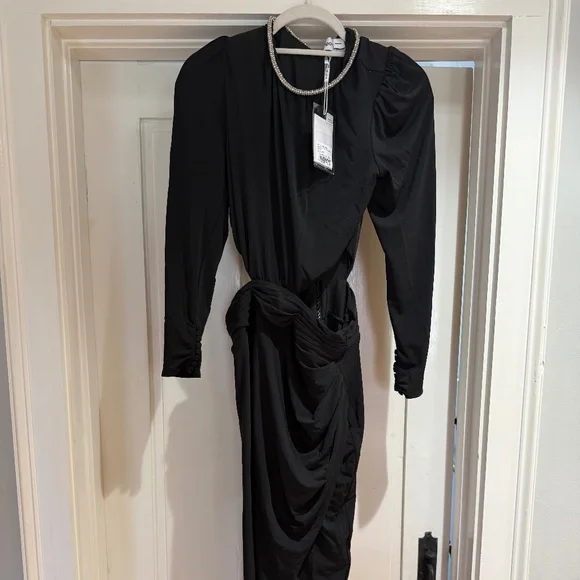 white christmas dresses Black Velvet Cut Out Maxi Dress  self-portrait